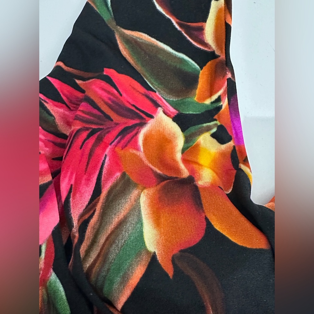 Take Control by Longitude Black Tropical One Piece Swimsuit Vintage Size 10 - Picture 5 of 9